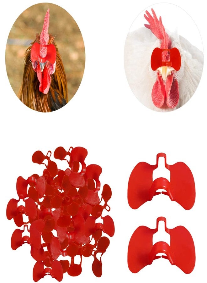 Weilan 50 Pieces Pinless Peepers for Chicken Blinders Pheasant Poultry Blinders Spectacles(Red/Large) - Image 1