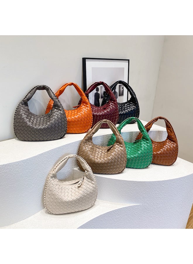 French Style Versatile Women's Knitted Handbag Niche Underarm Bag High-end Feel Commute Tote Bag Durable Strap Single Shoulder-Color:Large Peach Powder-Dimensions:Large 47*32 - Image 5