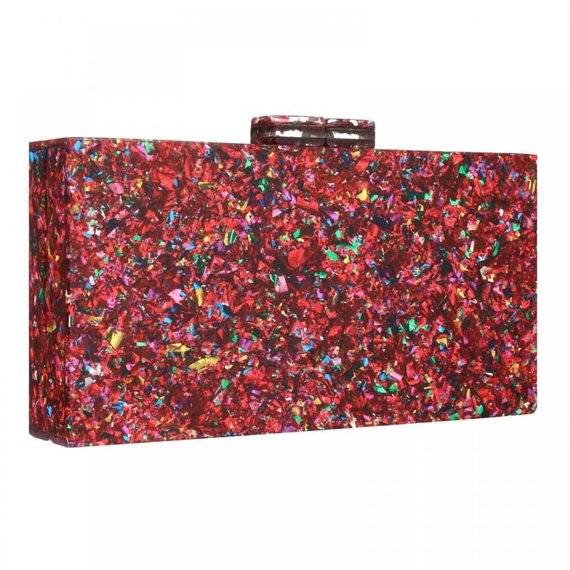 Gets Acrylic Purses and Handbags for Women Multicolor Perspex Box Clutch Purses for Women Wedding Evening Crossbody Handbag (Mixed Red) - Image 4