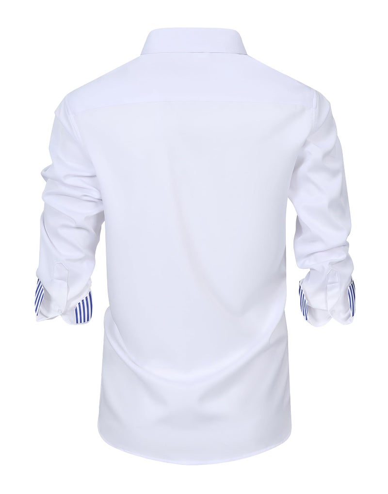 Lion Nardo White Dress Shirts for Men Men's White Dress Shirt Long Sleeve White Button Down Shirt Party Button Up Shirts - Image 3