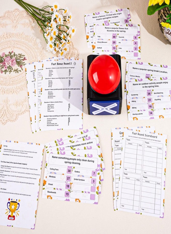 APUDWN Spring Friendly Feud Game with 2 Answer Buzzers, Fun Family Spring Party Games for Adults Teens Feud Card Trivia Quiz Activities for Holiday Party Family Office Group Team Building - Image 3
