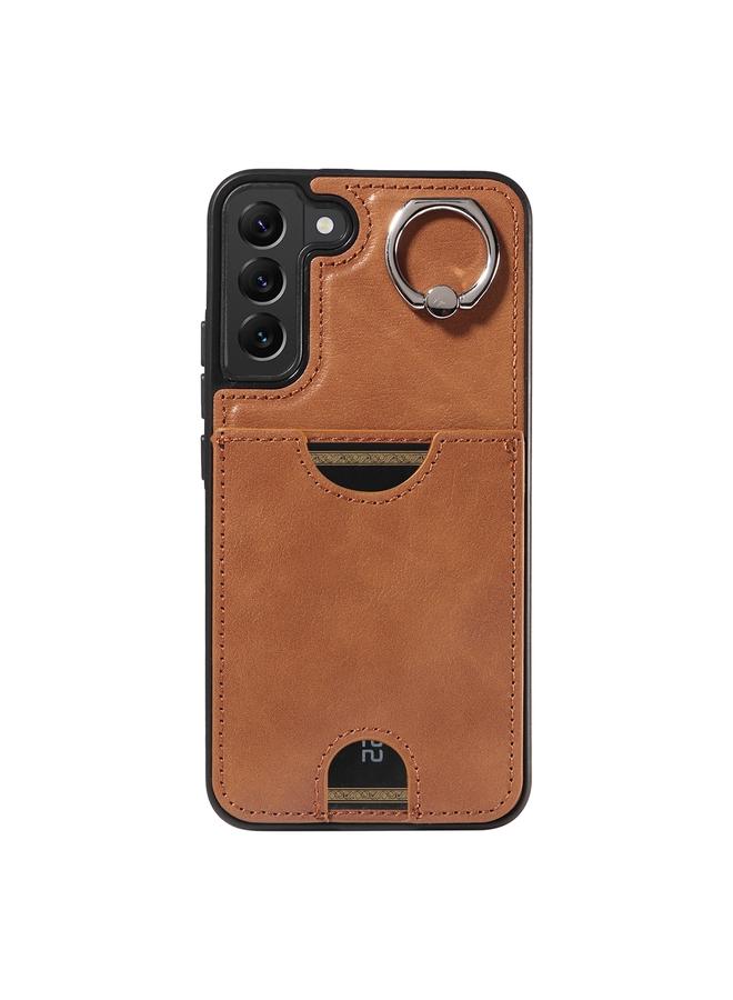 اس-توب جراب لهاتف Samsung Galaxy S22+ 5G من جلد العجل مع حامل حلقي وفتحة للبطاقة - Image 2