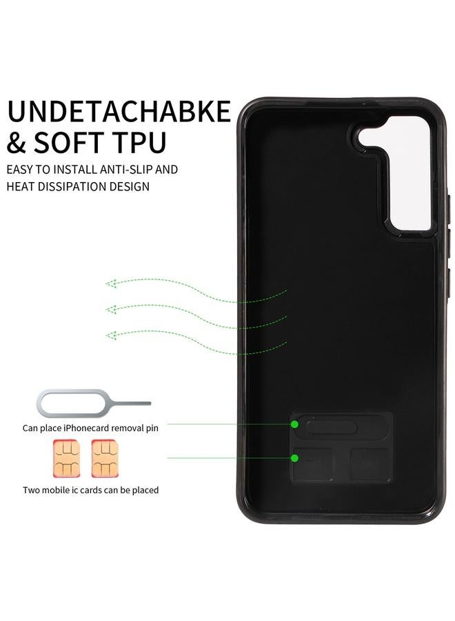 اس-توب جراب لهاتف Samsung Galaxy S22+ 5G من جلد العجل مع حامل حلقي وفتحة للبطاقة - Image 3