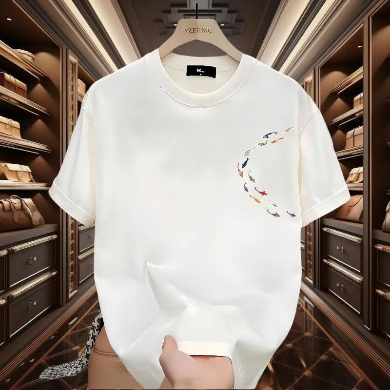 Short-Sleeved Men's Popular 2025 New Casual Fashion T-Shirt Summer Versatile Boys' Clothes High-End Tops Trendy - Image 2