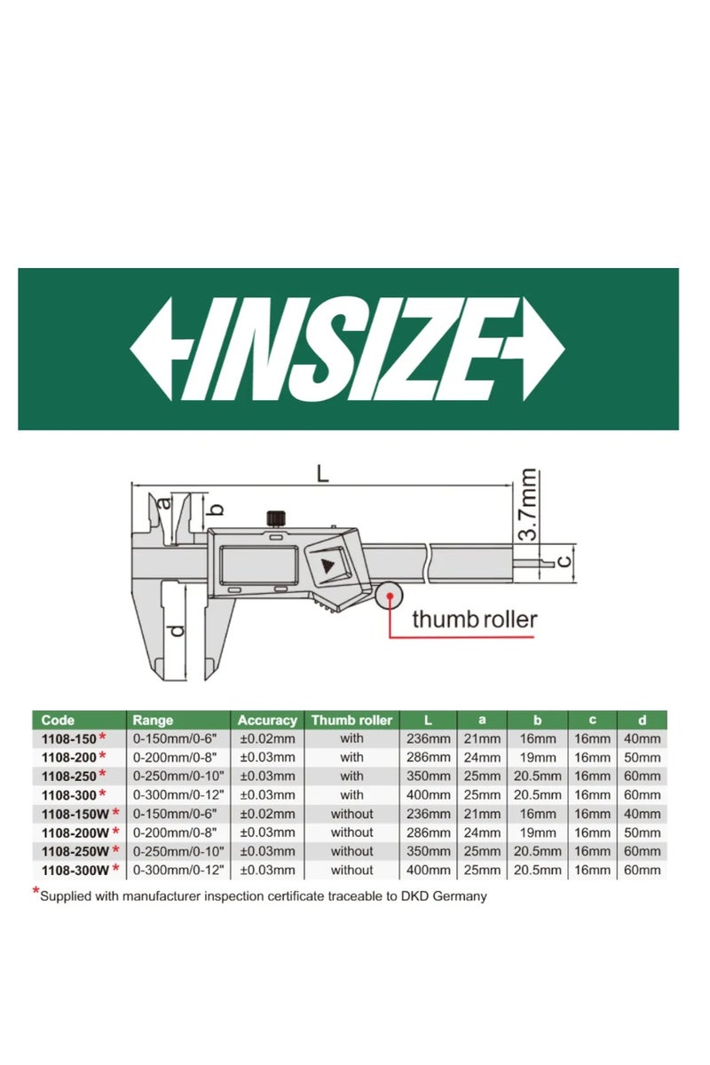 Insize INSIZE Standard Digital Caliper 0~200 MM -8 INCH - Image 2