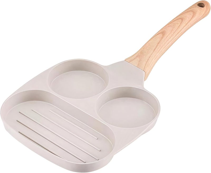 3-in-1 Egg Frying Pan, Non-Stick Skillet for Eggs and Burgers, Compatible with Gas and Induction Stoves, Dual Egg & Square, Easy to Clean - Image 1