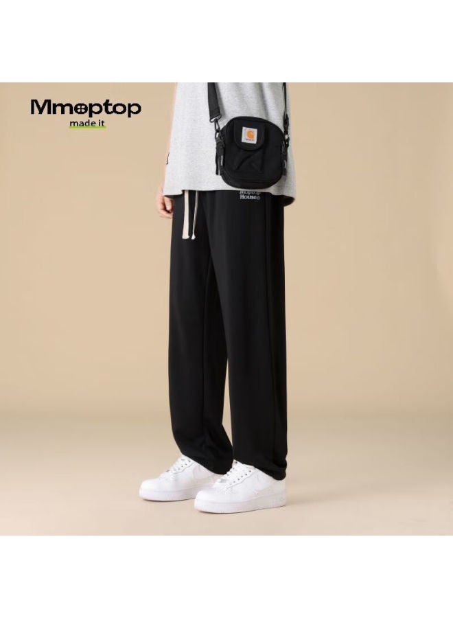 Mmoptop Men's Casual Pants, Spring And Summer, Solid Color, Loose Fit, Cool And Thin, Breathable, Sports Trousers, Qlfy02, Black, XL - Image 5