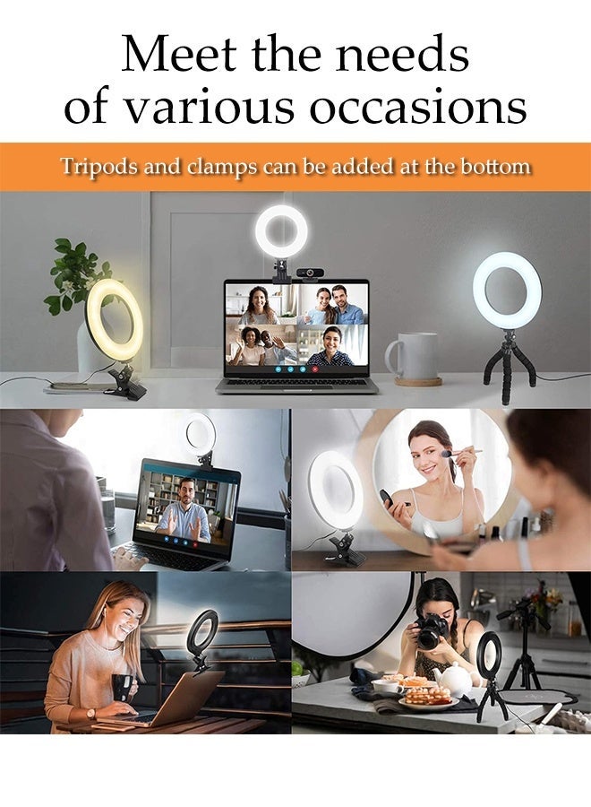 DUNISO Selfie Ring Light, Rechargeable Clip Design,5 Color Temperatures Modes,5 Brightness Levels,360°Ajustable Angle,for Video Calls, Makeup, Live Streaming,Suitable for Laptop, Desktop PC, USB Charger, Powerbank - Image 4