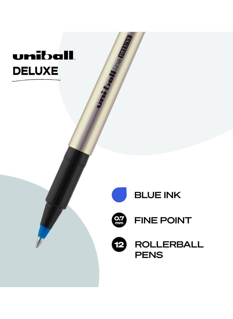 Uniball 1-Piece Fine Deluxe Rollerball Pen Blue Ink - Image 2