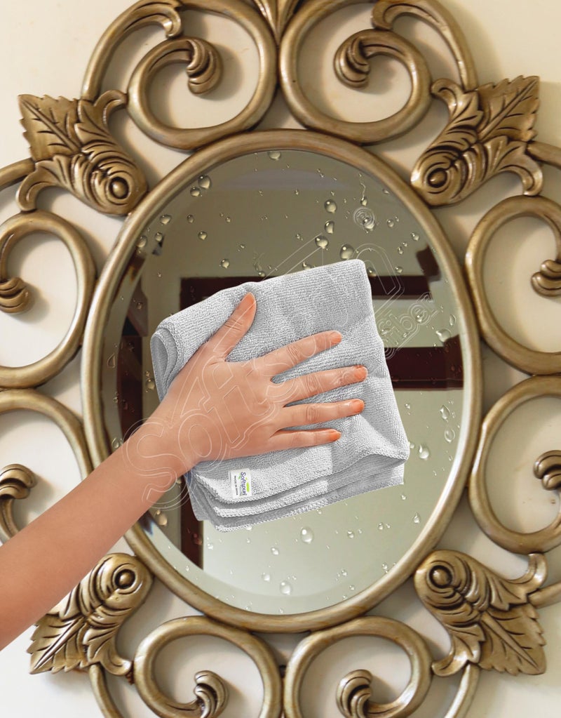 SOFTSPUN Microfiber Cleaning Cloths, 8pcs 40x40cms 220 GSM White! Highly Absorbent, Lint and Streak Free, Multi -Purpose Wash Cloth for Kitchen, Car, Window, Stainless Steel, Silverware.… - Image 5