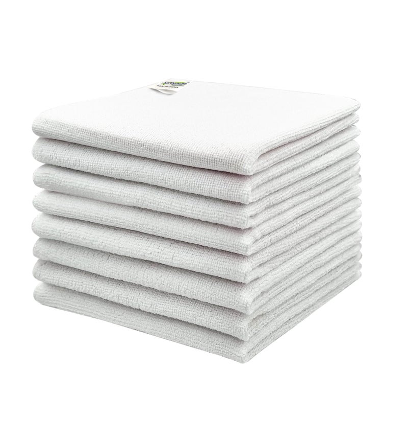 SOFTSPUN Microfiber Cleaning Cloths, 8pcs 40x40cms 220 GSM White! Highly Absorbent, Lint and Streak Free, Multi -Purpose Wash Cloth for Kitchen, Car, Window, Stainless Steel, Silverware.… - Image 2