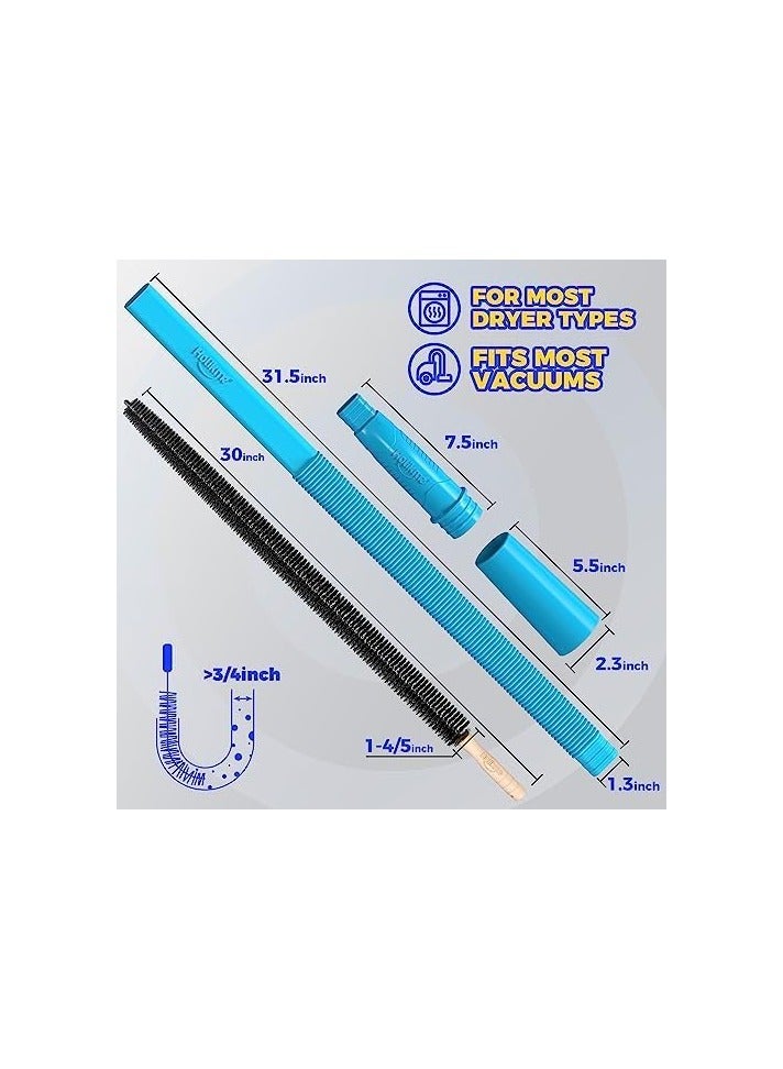 Holikme 2 Pieces Dryer Vent Cleaner Kit, Dryer Lint Vacuum Attachment and Flexible Dryer Lint Brush, Dryer Vent Vacuum Hose Attachment, Blue - Image 3
