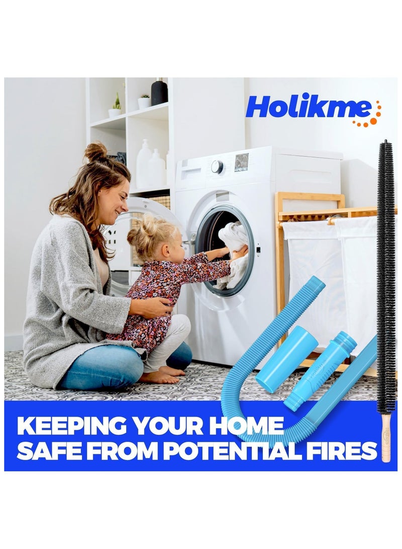 Holikme 2 Pieces Dryer Vent Cleaner Kit, Dryer Lint Vacuum Attachment and Flexible Dryer Lint Brush, Dryer Vent Vacuum Hose Attachment, Blue - Image 4