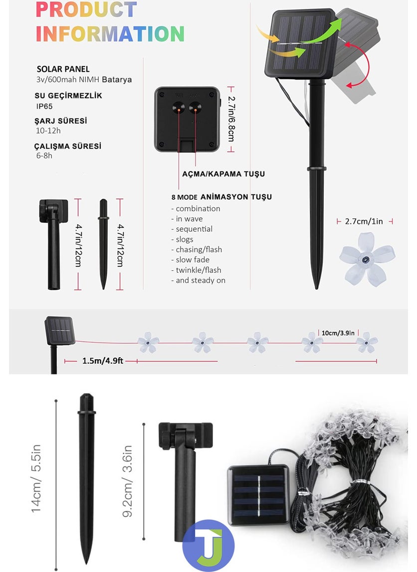 Technojet - 30 Flower LED Solar Daylight Garden Decoration Solar Powered Lighting Mode - Image 1