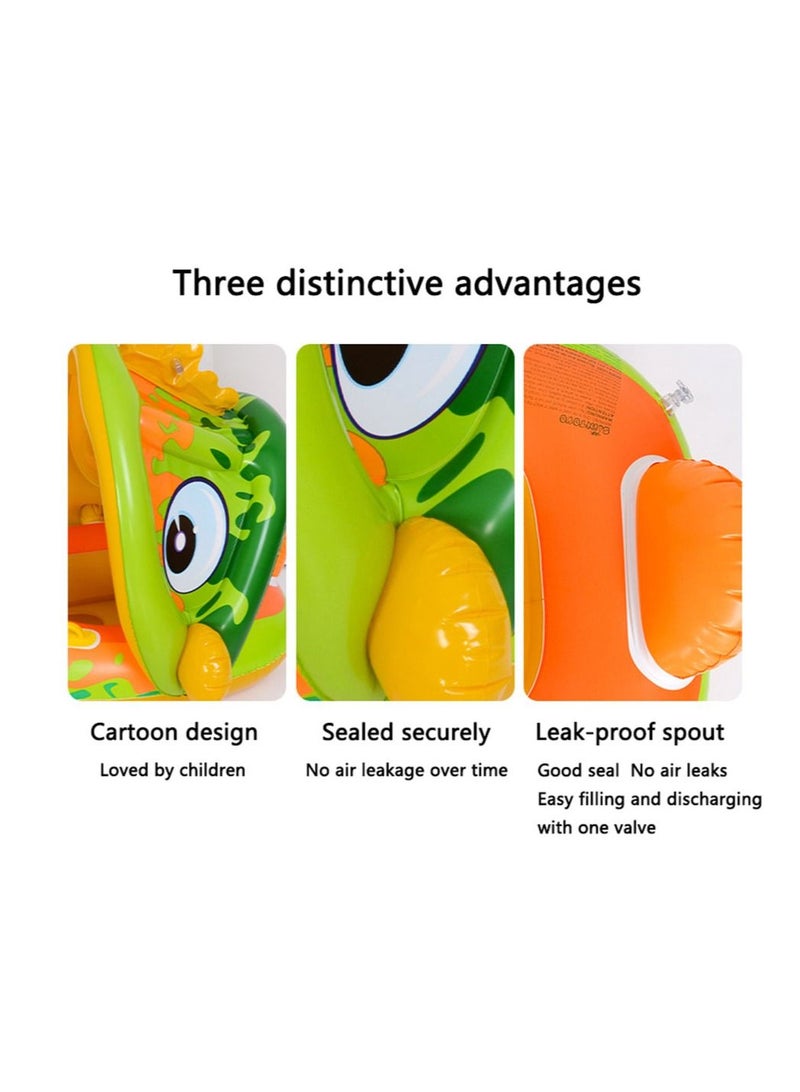 Arabest Baby Swim Boat with Handrails Baby Swimming Ring Children Inflatable Sitting Ring Cartoon Sun Canopy Sitting Ring - Image 5