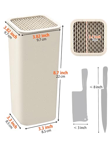 NEWE Knife Block Holder without Knives Universal Kitchen Storage Stand with Wavy Slots to Protect Blades Small SpaceSaving Knife Organizer for Countertop Detachable for Easy Cleaning - Image 3