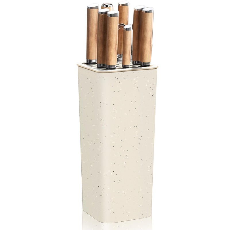 NEWE Knife Block Holder without Knives Universal Kitchen Storage Stand with Wavy Slots to Protect Blades Small SpaceSaving Knife Organizer for Countertop Detachable for Easy Cleaning - Image 2