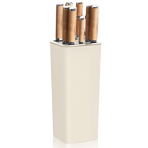 NEWE Knife Block Holder without Knives Universal Kitchen Storage Stand with Wavy Slots to Protect Blades Small SpaceSaving Knife Organizer for Countertop Detachable for Easy Cleaning - Image 1