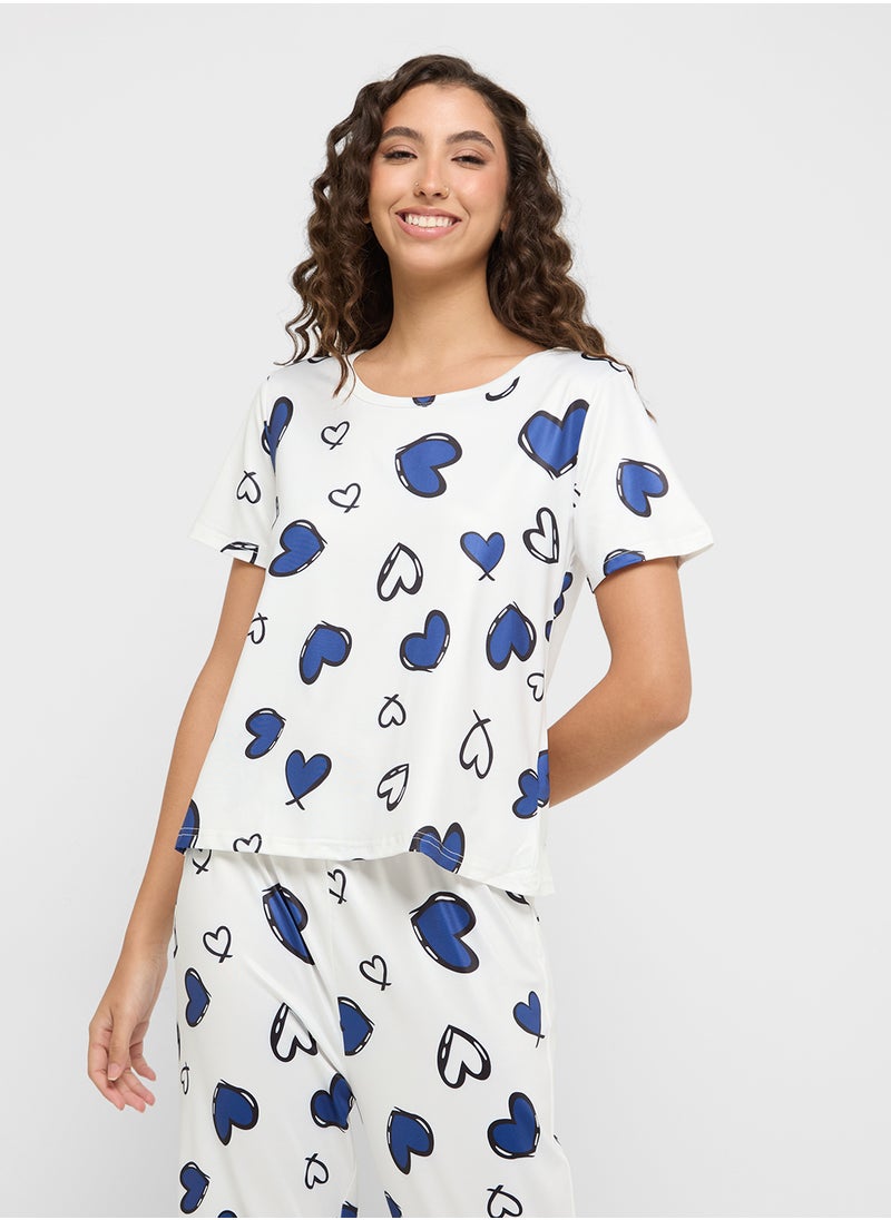 Ginger - Heart Print T-Shirt & Pyjama Set - Image 1