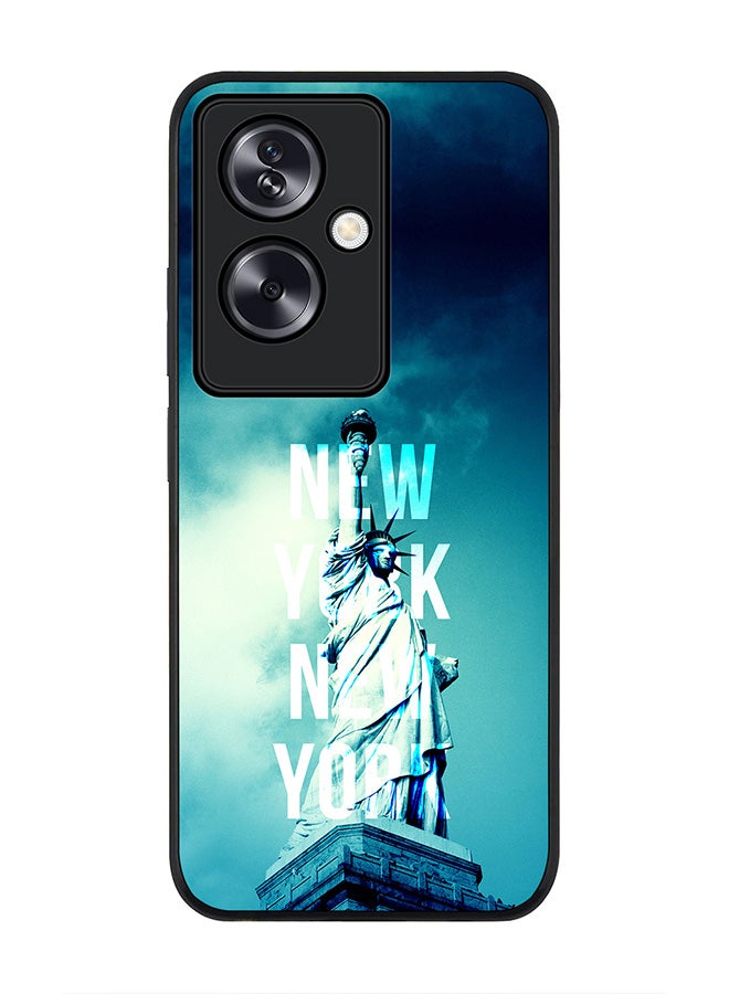 Stylizedd Rugged Black Edge Case for Oppo A79 5G, Slim fit Soft Case Flexible Rubber Edges Anti Drop TPU Gel Thin Cover - New York New York - Image 1