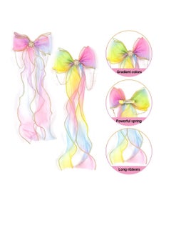 Daddy's Angel 2 Pcs Colorful Ribbon Hair Bows for Girls, Bows Hair Barrettes, Kids Hair Accessories  - Image 3