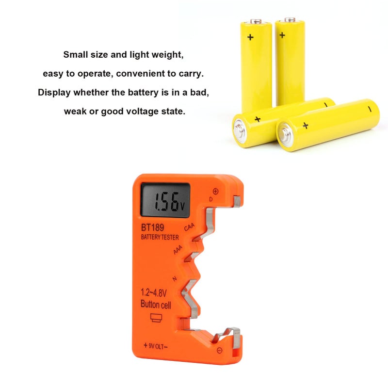 Orange Digital Battery Tester for AA AAA 9V CD 6F22 Batteries Accurate Capacity Checker Meter - Image 3