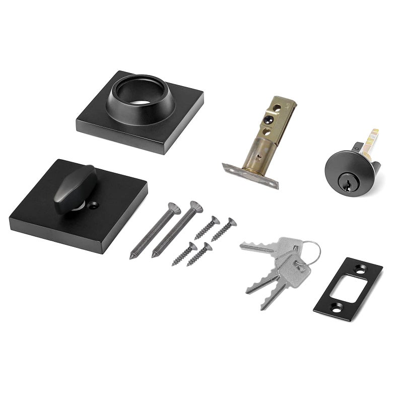 TooCust Square Single Cylinder Deadbolt  2 Pack  Modern Lock With Keys  Door Locks  Matte Black For Front Door Entrance  Security Lock  Keyed 1 Side - Image 3