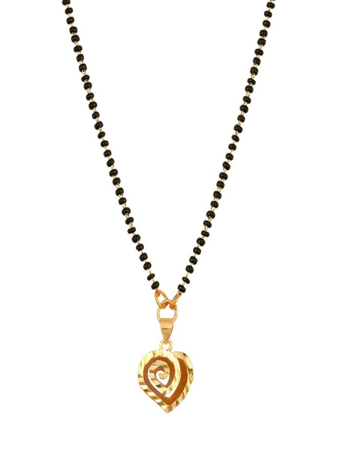 JFL - Jewellery for Less Romantic|Valentines day|Gift idea|for her|Women| Girls|Wife|Girlfriend|Lover|Fiance|Crush Gold Plated Black Beaded Small Heart shaped Mangalsutra For Women,Valentine - Image 1