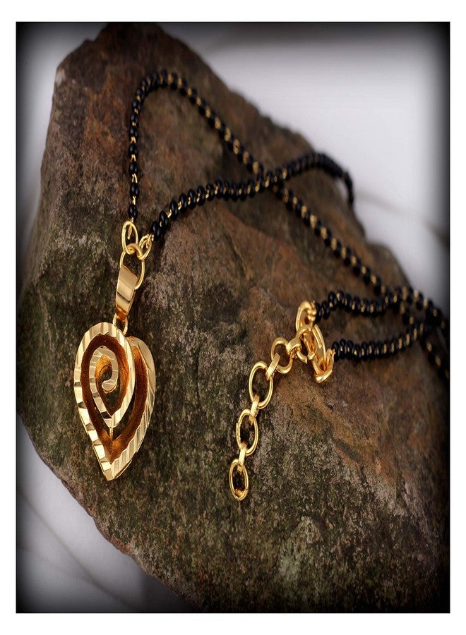 JFL - Jewellery for Less Romantic|Valentines day|Gift idea|for her|Women| Girls|Wife|Girlfriend|Lover|Fiance|Crush Gold Plated Black Beaded Small Heart shaped Mangalsutra For Women,Valentine - Image 2