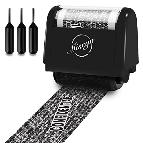 Miseyo Identity Theft Protection Roller Stamp Set - Black (3 Refill Ink Included) - Image 1