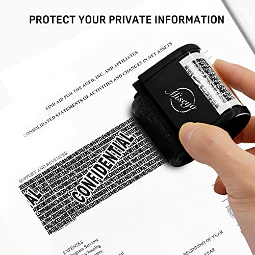 Miseyo Identity Theft Protection Roller Stamp Set - Black (3 Refill Ink Included) - Image 5