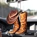 Talataca Cowboy Cowgirl Hat Boots Men Women Western Horse 2D Flat Car Rear View Mirror Accessories Christmas Tree Ornament Decoration Hanging Charm Interior Rearview Pendant Decor Gift - Image 2