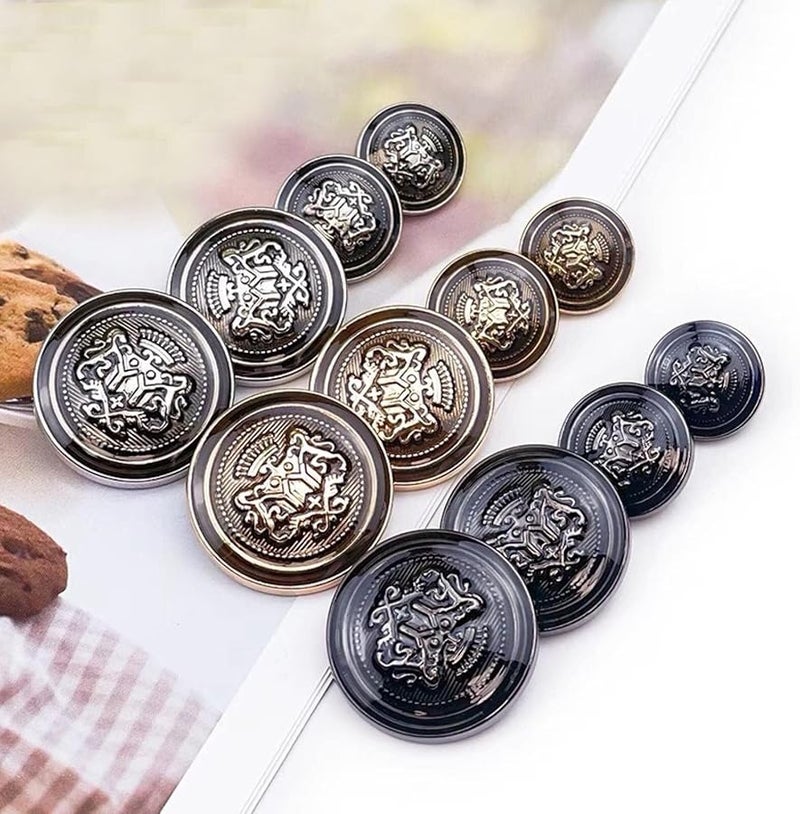 أزرار حجر الراين الفاخرة باللون الأسود مقاس 20 مم، 10 قطع، أزرار خياطة معدنية على الطراز الأوروبي الكلاسيكي - Image 3