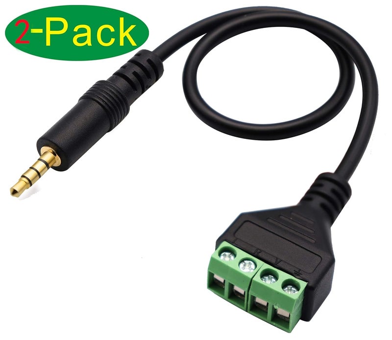 zdyCGTime 3.5mm Screw Terminal Block Cable 3.5mm (1/8inch) Stereo TRRS Audio Male to 4 Pin/Way Female Bolt Screw Headphone Balum Converter Adapter Cable（30CM/2Packs) (4Pole/M) - Image 3
