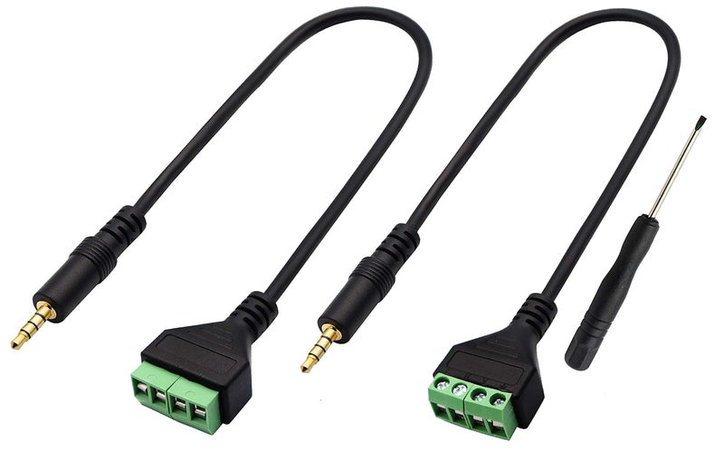 zdyCGTime 3.5mm Screw Terminal Block Cable 3.5mm (1/8inch) Stereo TRRS Audio Male to 4 Pin/Way Female Bolt Screw Headphone Balum Converter Adapter Cable（30CM/2Packs) (4Pole/M) - Image 1