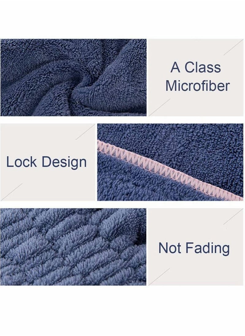 NIBEMINENT - 2PC Microfiber Hair Drying Caps, Extrame Soft & Ultra Absorbent, Fast Turban Wrap Towels Shower Cap for Girls and Women (Blue+Beige) - Image 1