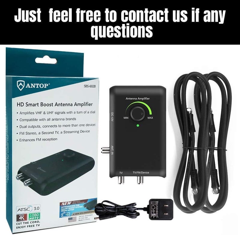 ANTOP HD Smart Boost Antenna Amplifier,TV Antenna Amplifier Signal Booster, HDTV Booster with Dual Outputs for 2 TVs, HD Digital VHF UHF FM Amplifier,Compatible with Any Non-Amplified Antennas - Image 4
