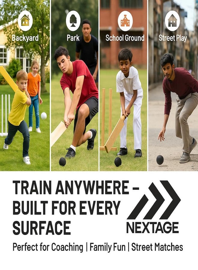 Nextage Cricket Balls Combo - 1 Hard Black Rubber Ball & 1 White Plastic Ball for Practice and Outdoor Play | Durable Training Balls for All Age Groups - Image 3