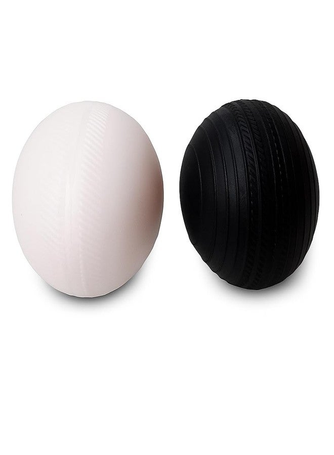 Nextage Cricket Balls Combo - 1 Hard Black Rubber Ball & 1 White Plastic Ball for Practice and Outdoor Play | Durable Training Balls for All Age Groups - Image 1