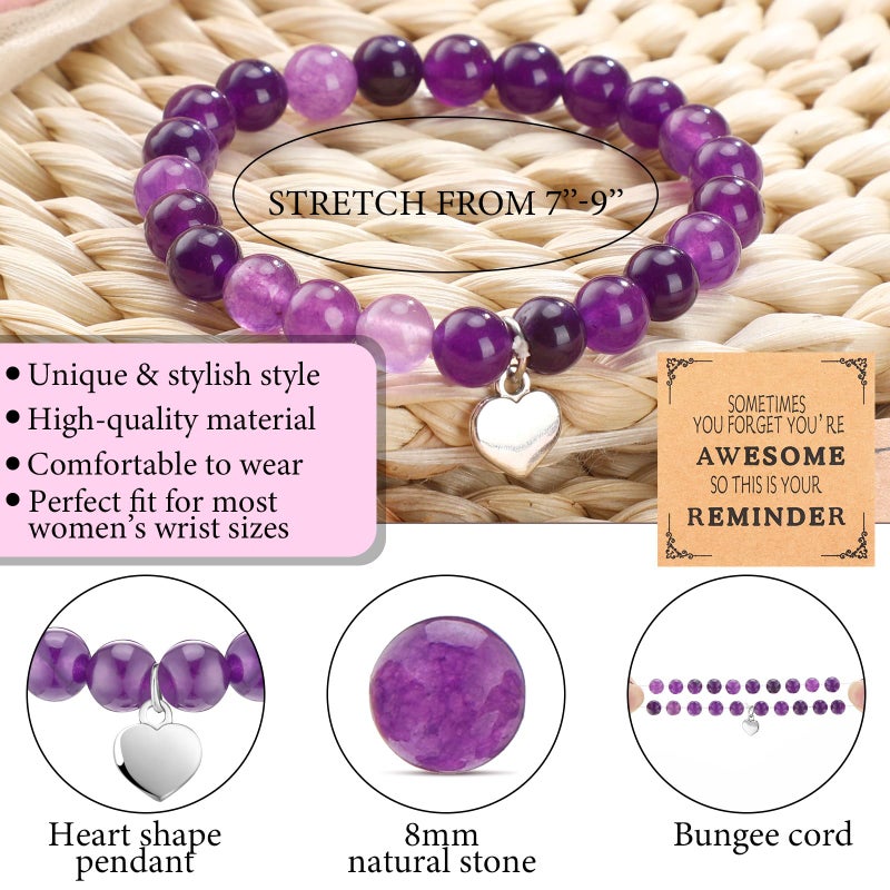 Blosssound 12 Set Valentine's Day Gifts for Coworkers Women Bracelets Inspirational Bulk Sometimes You Forget You're Awesome(Purple) - Image 2
