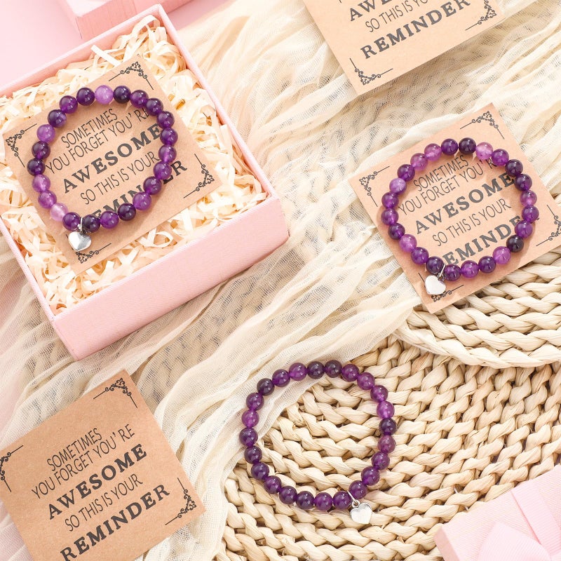 Blosssound 12 Set Valentine's Day Gifts for Coworkers Women Bracelets Inspirational Bulk Sometimes You Forget You're Awesome(Purple) - Image 5
