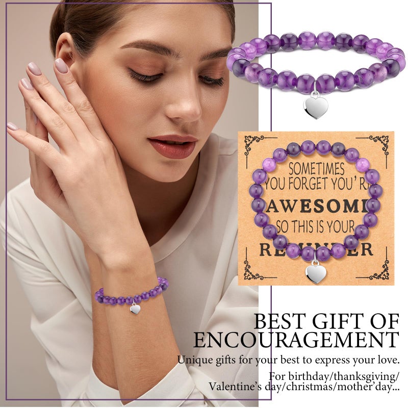Blosssound 12 Set Valentine's Day Gifts for Coworkers Women Bracelets Inspirational Bulk Sometimes You Forget You're Awesome(Purple) - Image 4