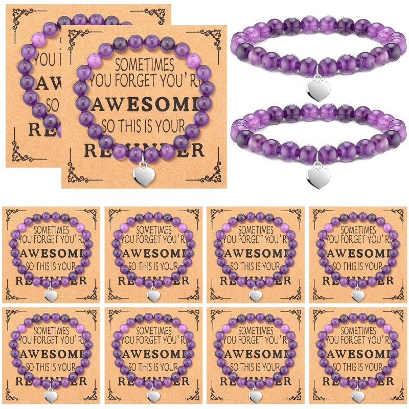Blosssound 12 Set Valentine's Day Gifts for Coworkers Women Bracelets Inspirational Bulk Sometimes You Forget You're Awesome(Purple) - Image 1