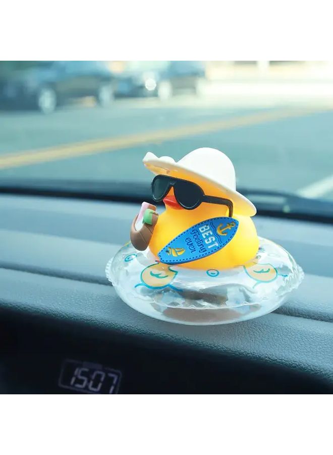 Transparent Duck Surfing Car Dashboard Decor With Coconut Surfboard Swim Ring - Image 4
