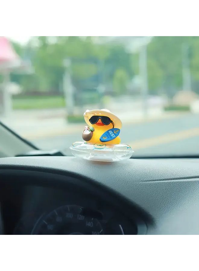 Transparent Duck Surfing Car Dashboard Decor With Coconut Surfboard Swim Ring - Image 2