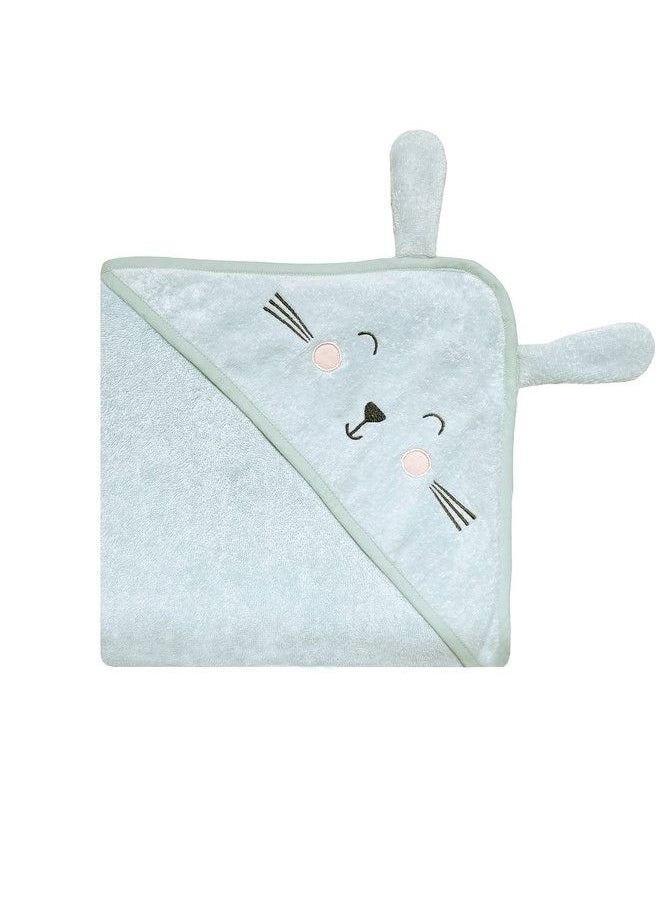Masilo Organic Cotton Hodded Towel For 0 To 5 Years Baby Pack Of 1Bunny Mint  - Image 1