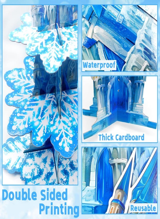 Benvo 3-Tier Cupcake Stand Tower Snowflake Cardboard Cupcakes Tier Stand Holder for Dessert Display Birthday Party Decoration Tea Party Supplies Princess Party Centerpiece Decor Baby Shower (Blue) - Image 3