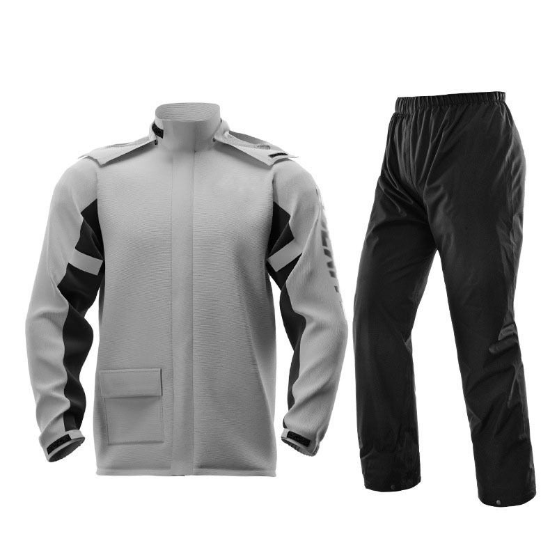 Motorcycle Full Body Rain Suit with Boot Covers Gray raincoat 