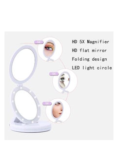Generic Double-Sided LED Makeup Mirror – Foldable Travel Mirror with 5X Magnification, 6.3-Inch Portable Vanity Mirror  - Image 3
