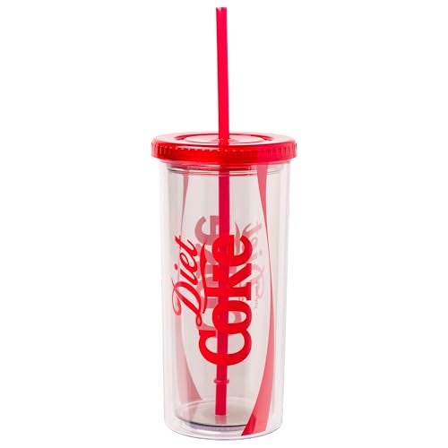 Silver Buffalo Coca Cola Diet Coke Plastic Tall Cold Cup with Lid and Straw, 20 Ounces - Image 1